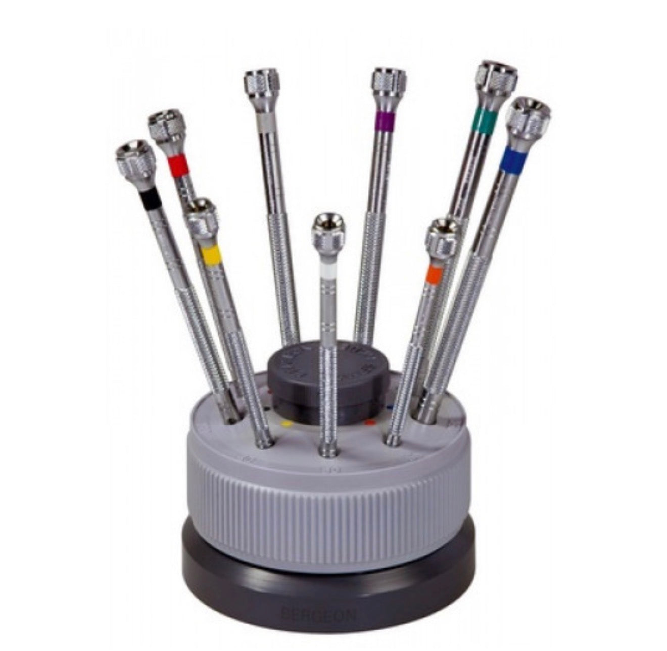 Bergeon® 5970 Classic Screwdriver Set Rotating Stand with 9 Stainless Steel Color Coded