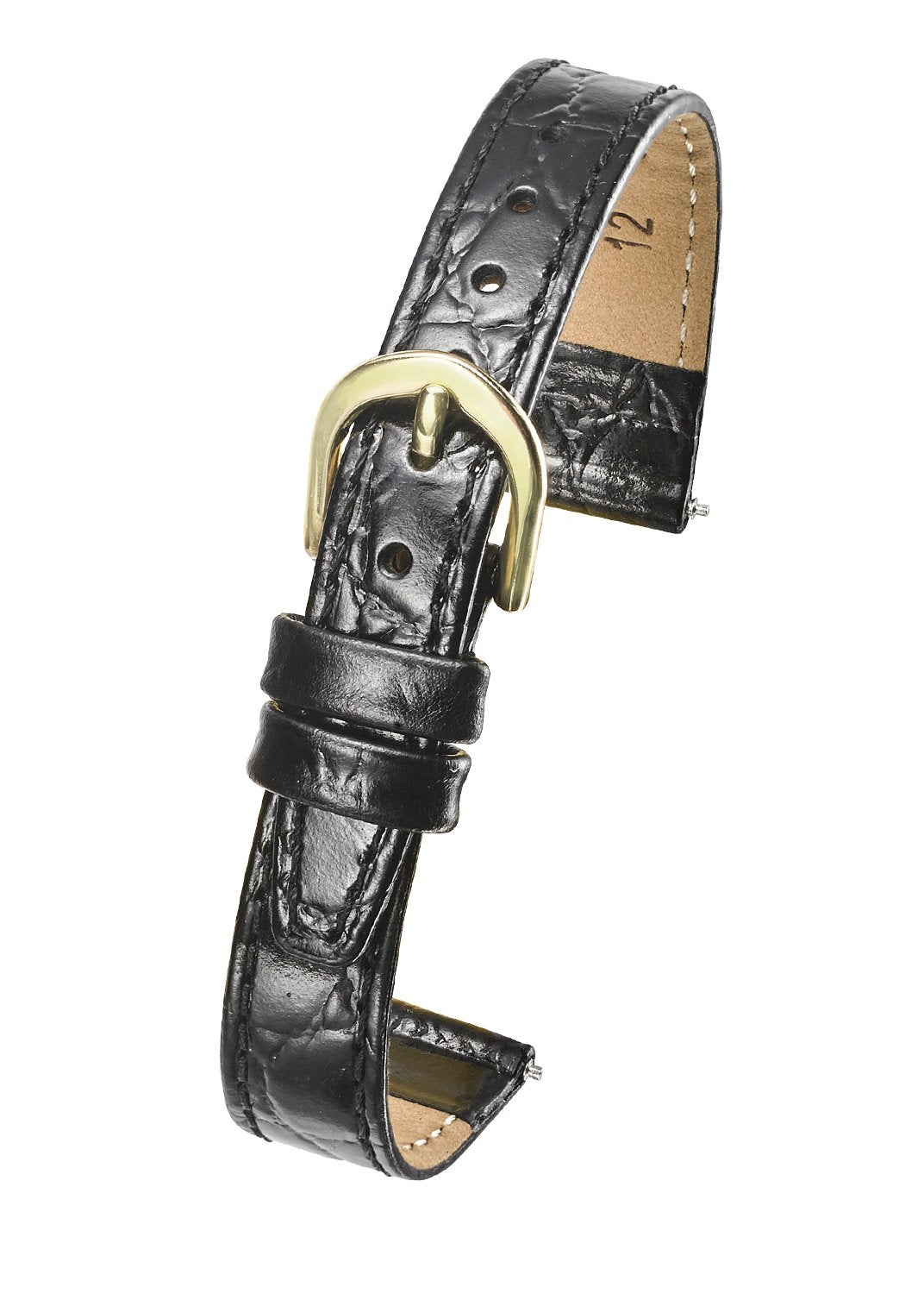 327 Flat Stitched Crocodile Grain Leather Watch Strap