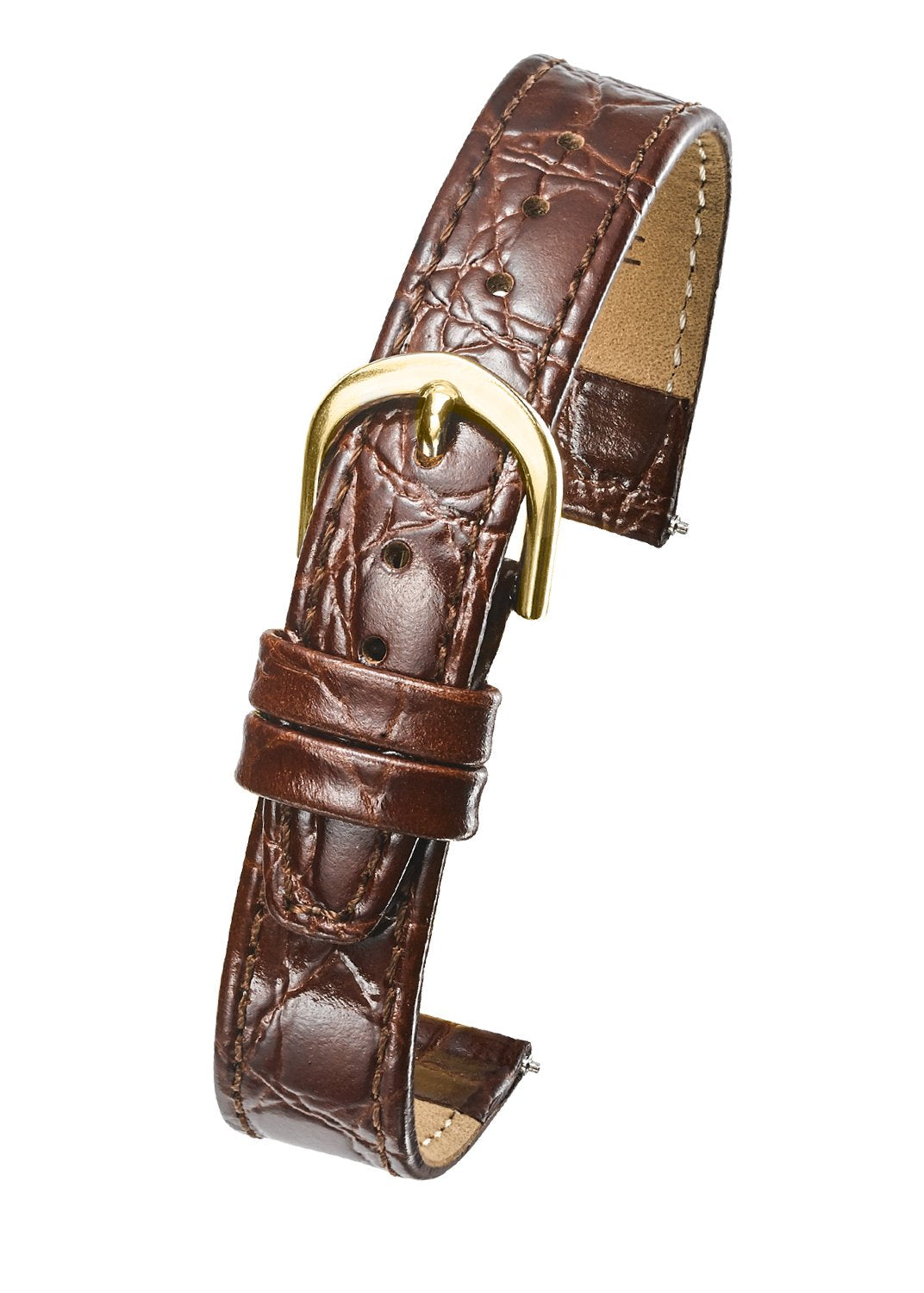 327 Flat Stitched Crocodile Grain Leather Watch Strap