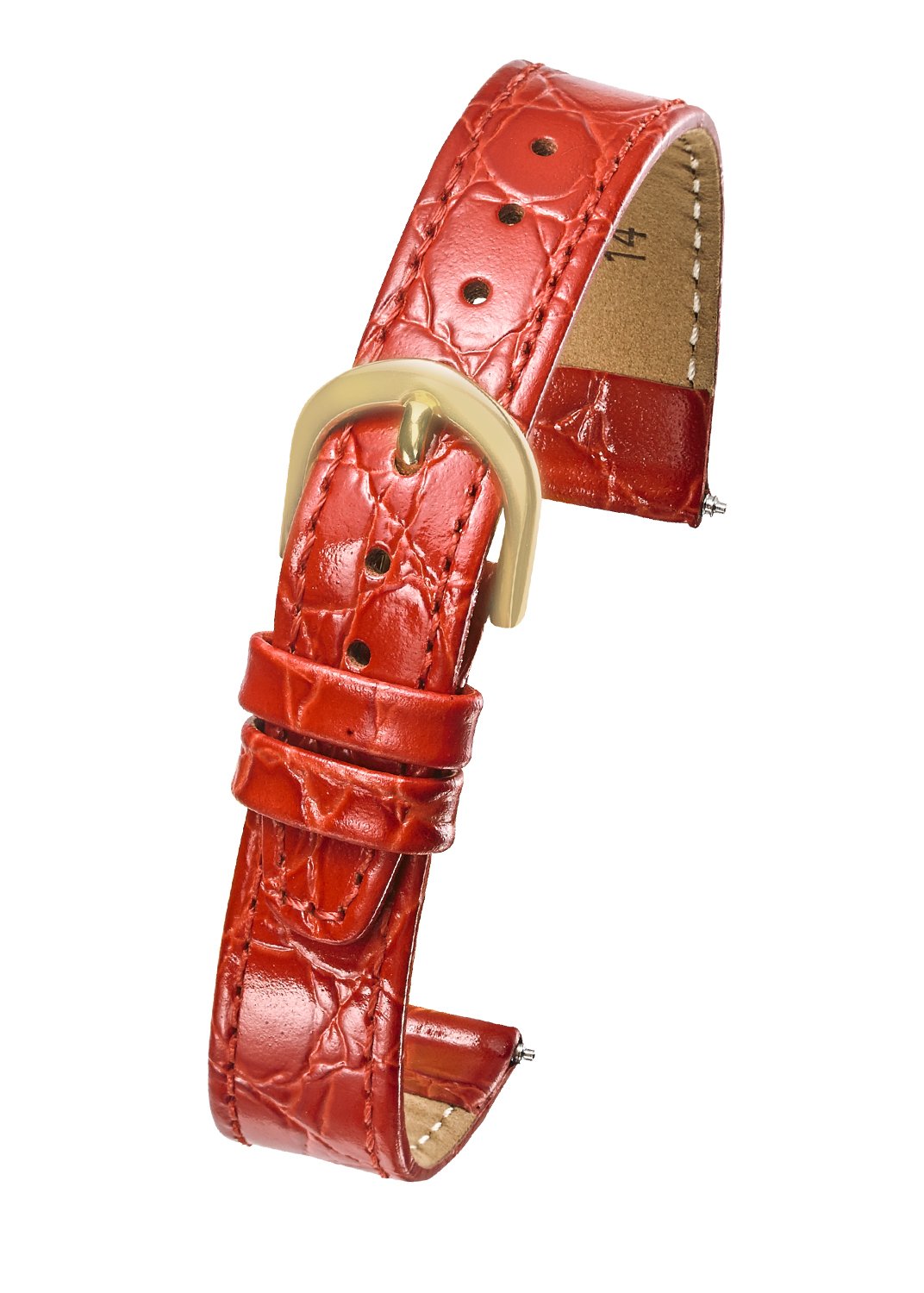 327 Flat Stitched Crocodile Grain Leather Watch Strap
