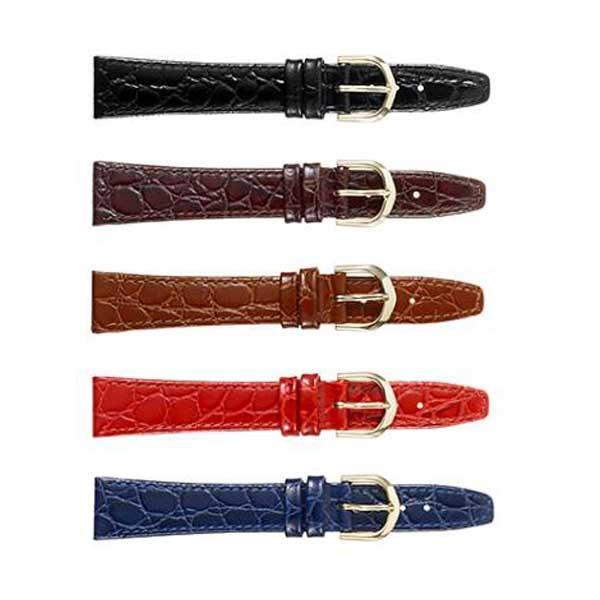 327 Flat Stitched Crocodile Grain Leather Watch Strap