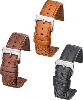 406 Smooth Stitched Perforated Leather Watch Strap