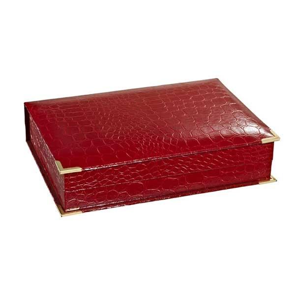 4100-N Red Croco Grain Necklace Box