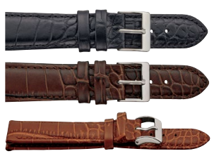 416 Padded Stitched Alligator Grain Leather Watch Strap