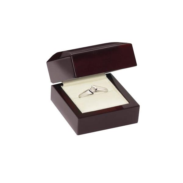 5600-R Burgundy Wood Finished Ring Box