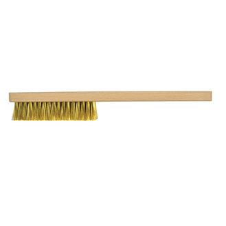 West Coast Brush 330-N Tan Wood 7/16 x 7-3/4 Handle 3 x 7 Row 7/16 Nylon  Trim Scratch Brush - 12/Pack