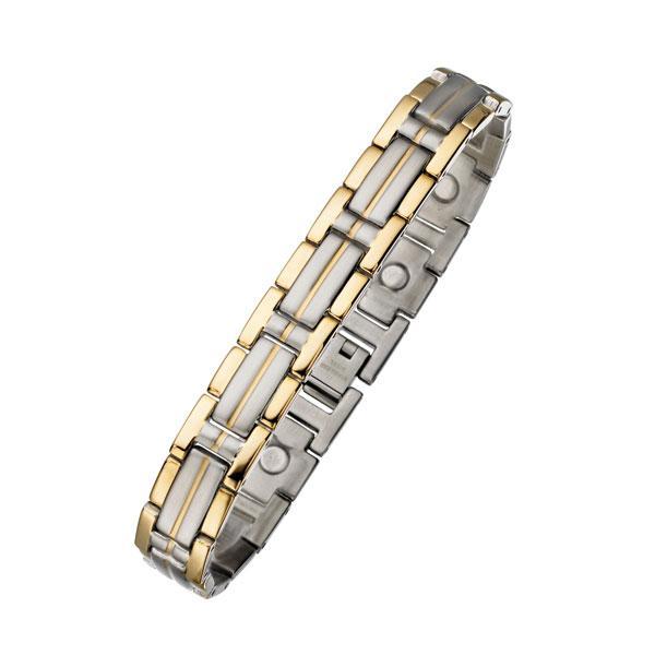 MSB653 Two Tone Magnetic Steel Bracelet 11mm