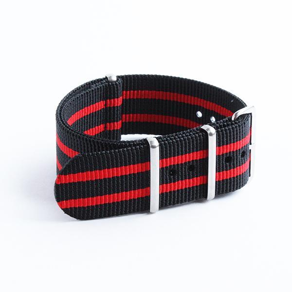 Black & Red 10.5 Inch Long Military Style Nylon Watch Straps