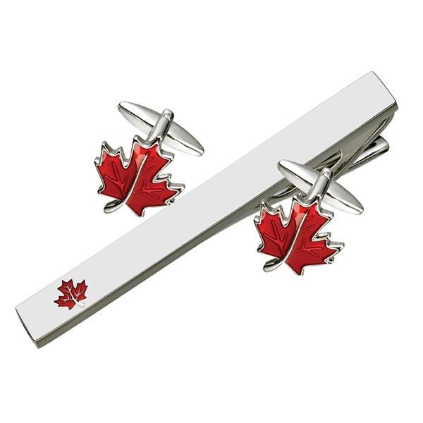 Leaf Cufflink Tie Bar Set