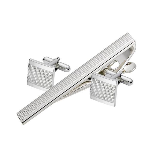 Diamond Design Cufflink Tie Bar Set