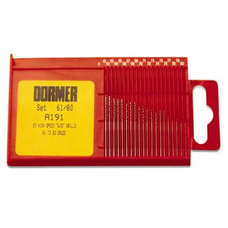 Set of 20 Dormer High Speed Twist Drill Bits