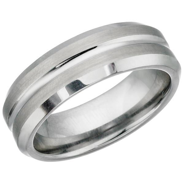 Brushed Center Polished Tungsten Ring TUR17