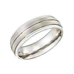 Silver Striped Tungsten Ring TUR29