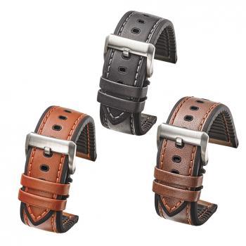 455 Smooth Leather with Silicone Lining Watch Strap