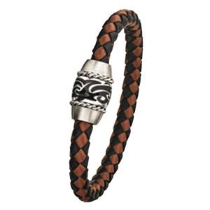 LB710 Steel and Leather Bracelet with Magnetic Clasp