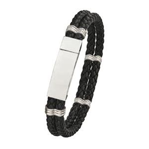 LB712 Steel and Leather Bracelet with Magnetic Clasp