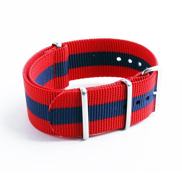 Red & Blue 10.5 Inch Long Military Style Nylon Watch Straps