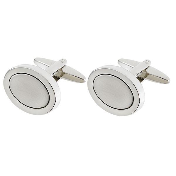 Oval Cufflink with Brushed Center