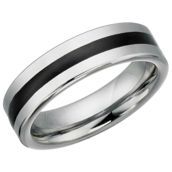 Black Striped Tungsten Ring TUR15