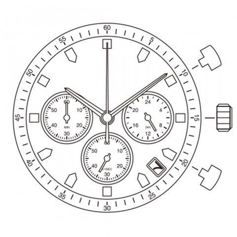 0S20 Dated 4:30 Miyota Watch Movement